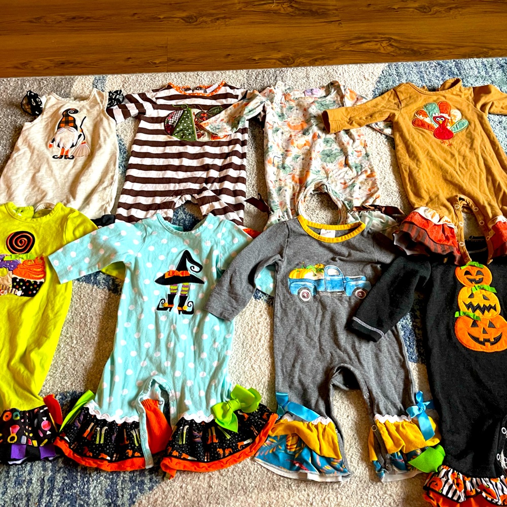 fall ric rac rompers! 3/6 and 6/9